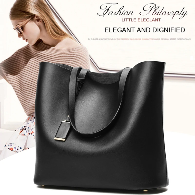 

2019 New Minimalist Ladies Shoulder Bags PU Leather Multifunction Composite Bag Handbag Elegant Women Large Capacity Tote