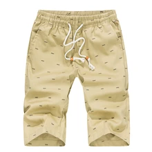 summer new fashion fish bone print cotton business casual shorts men's large size shorts