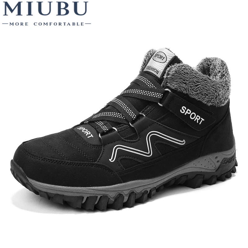 

MIUBU Lovers Shoes Winter Boots Men Leather Winter Shoes Men Plus Size 36-44 Ankle Boots Male Keep Warm Casual Botas Hombre