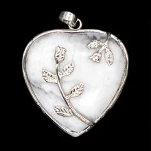 Трендовые бусы романтические посеребренные сердечки с цветком белый бирюзовый кулон для юбилея ювелирные изделия