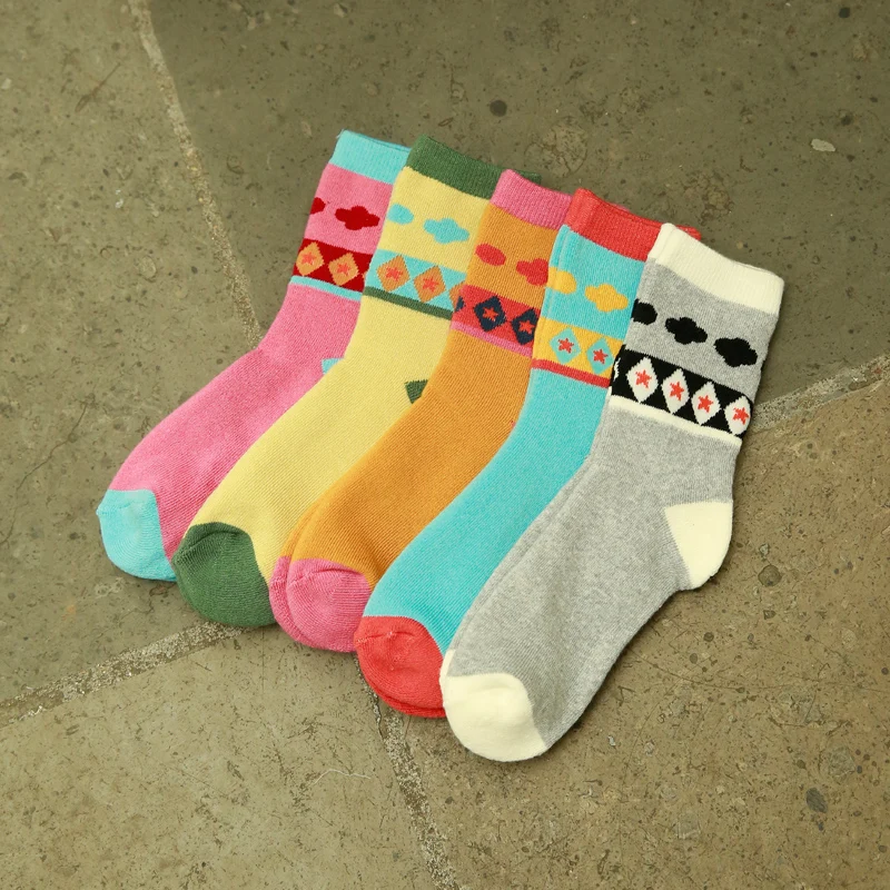 Winter Autumn New Women In Tube Sock Diamond shaped five angle Women