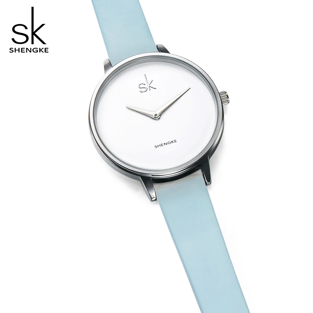 Женские кварцевые часы SK простой кожаный браслет 3 цвета|mujer|mujer reloj |