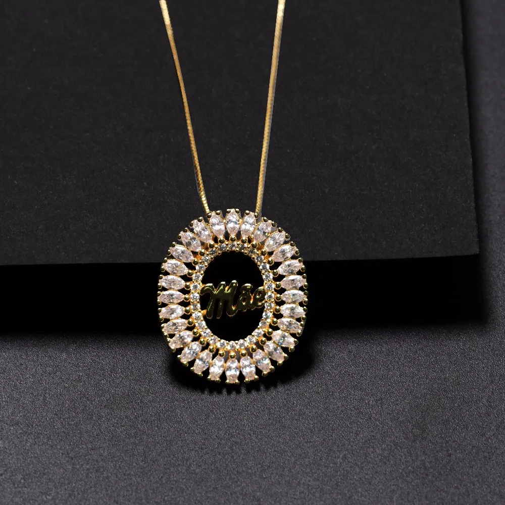 New Design Trendy Cubic Zirconia Pendant Necklace Meaning For Women