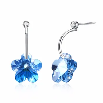 

Otogo Transing New Fashion Jewelry Women Earring Made Blue Crystal charm Flower Earring Earring for Party Brincos gift