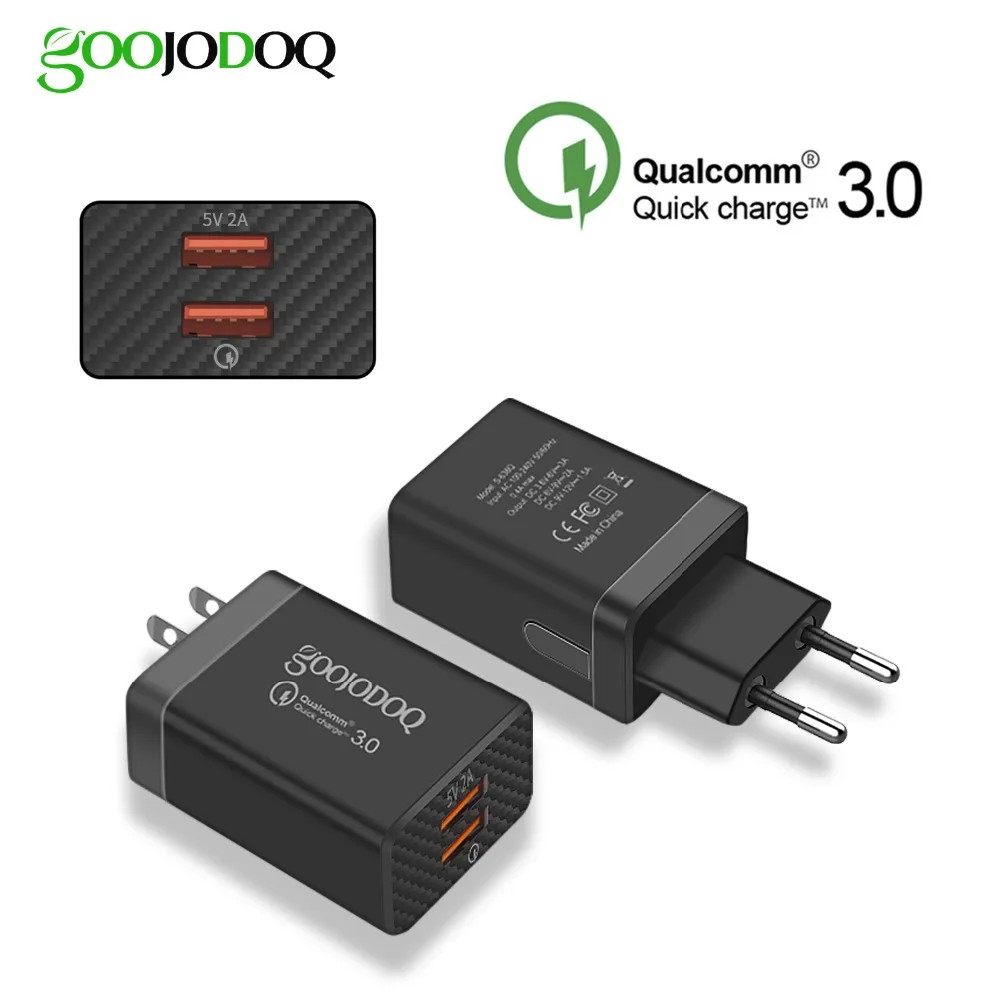 QC Quick Charge 3.0 USB Charger Dual USB Power Adapter for Mobile Phone EU Charger Adapter for Samsung Xiaomi QC 3.0 USB Charger