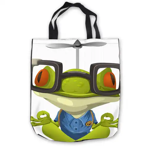 

Custom Canvas The-Frog-Kindoom- (1) ToteBags Hand Bags Shopping Bag Casual Beach HandBags Foldable 180911-04-75
