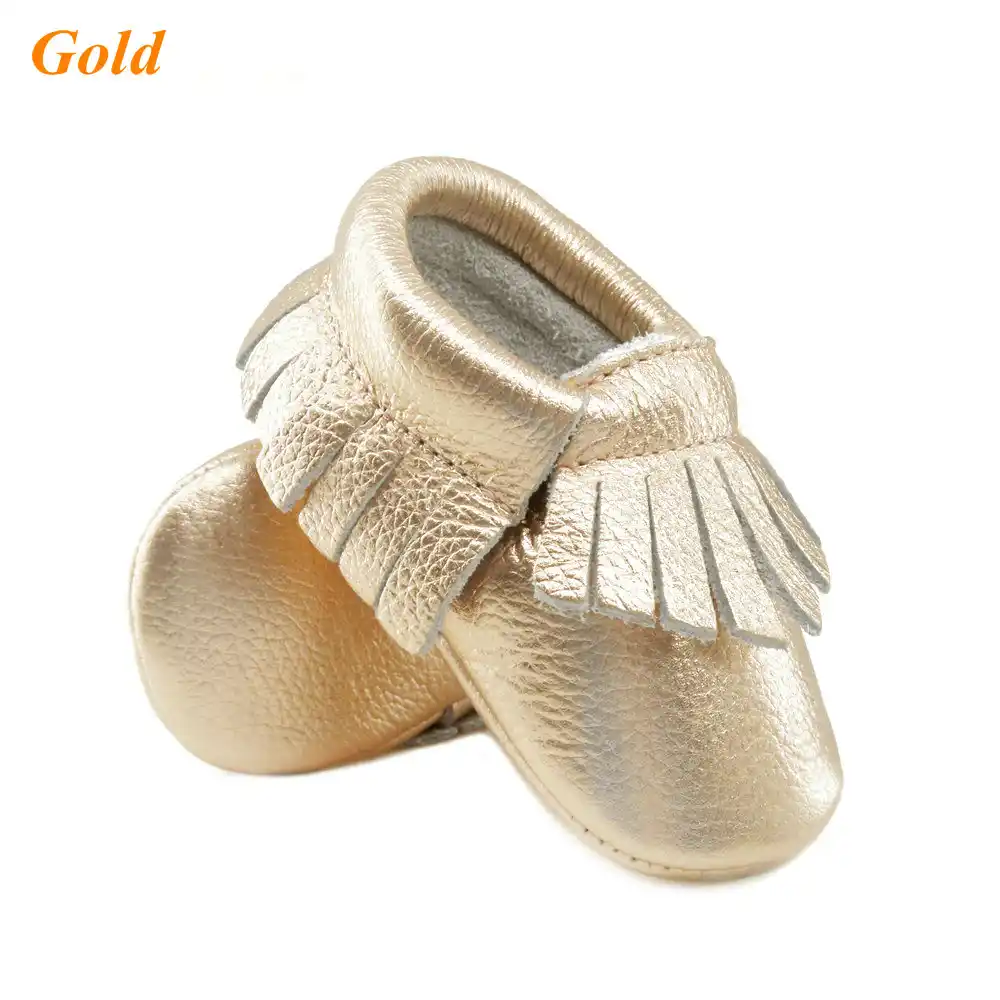 gold baby moccasins