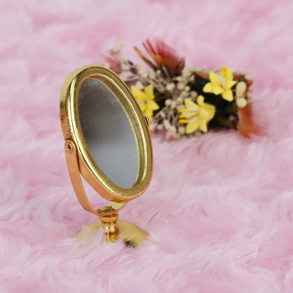New 1/12 Dollhouse Miniature Metal Mirror Mirror Goldin Doll Houses from Toys & Hobbies on