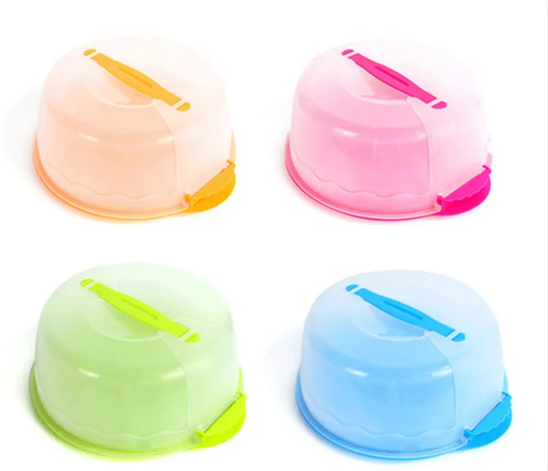 10 Inch Colorful Plastic Cake Storage Case Cake Container Silicone Container Portable Carry Box for CupCake Kitchen Accessories