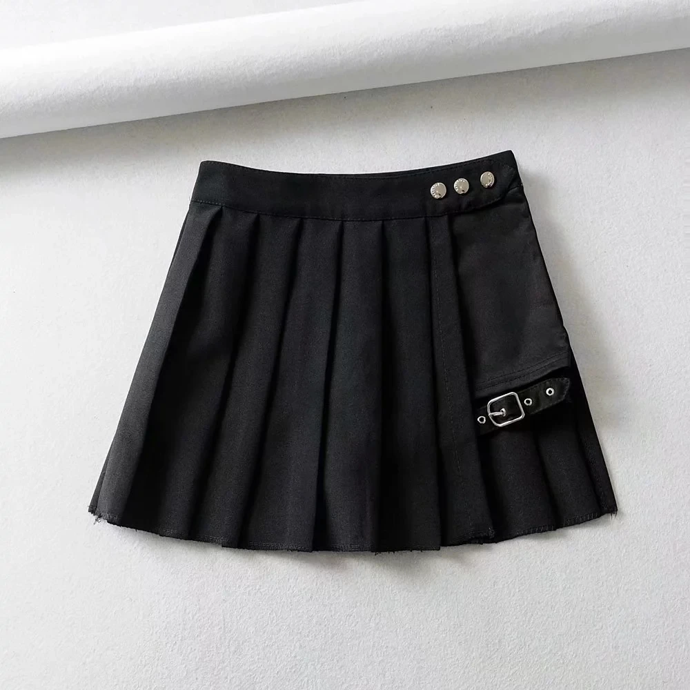 Женский плиссированный мини Skort с поясом на бедро в стиле панк Skort|Юбки| |