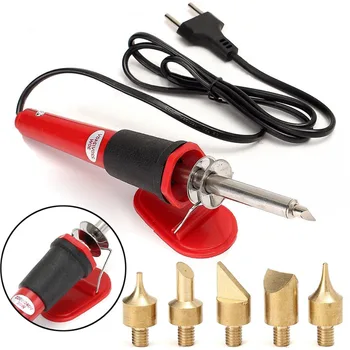 

7pcs Wood Burning Pen Soldering Iron Tool Set + Bracket with 5pcs Tips 220-240V 30W For Power Tools