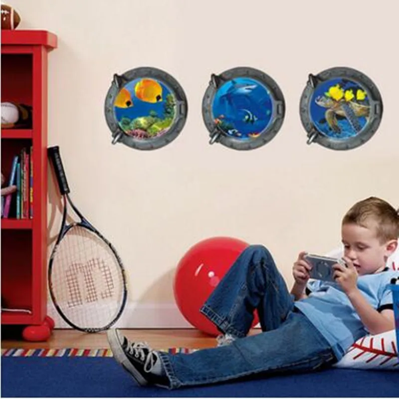 

Environmental protection adhesive can remove wall stick the new 3 d PVC interior decorative wall stickers Sea creatures a set