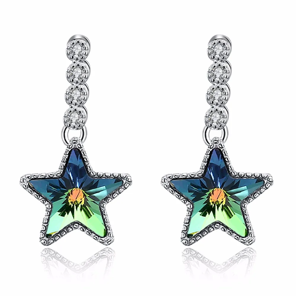 

Real S925 Sterl Made with Swarovski Crystal Star Pendant Stud Earrings with CZ Real S925 Sterling Silver Stud Earrings for Women
