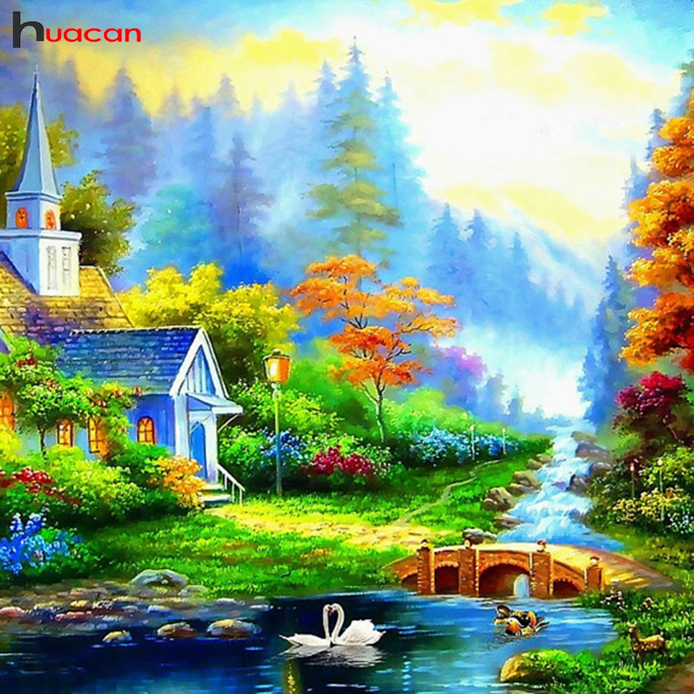 

Diamond Embroidery Cross Stitch Scenic Diamond Painting Full Square Landscape Diamond Mosaic Tree Picture Of Rhinestones Hobby