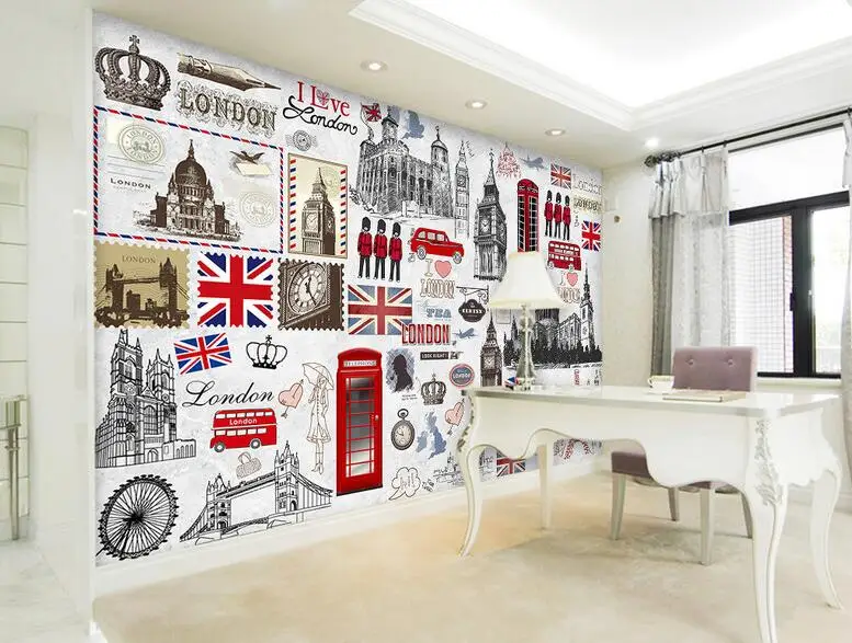 Европейский ретро Лондон Настенная роспись 3D плакат фрески обои для гостиной ТВ фон декор дома Картина Настенная бумага Фреска