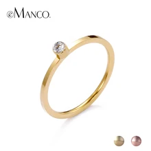 EManco кольца из нержавеющей стали с фианитом Простые Кольца для женщин розовое золото цвет Роскошные модные юбилейные подарки