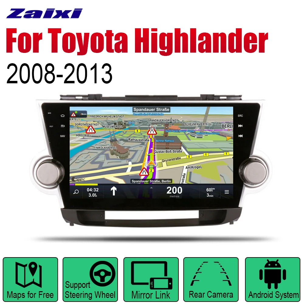 

ZaiXi Android 2 Din Auto Radio For Toyota Highlander 2008~2013 Car Multimedia Player GPS Navigation System Radio Stereo