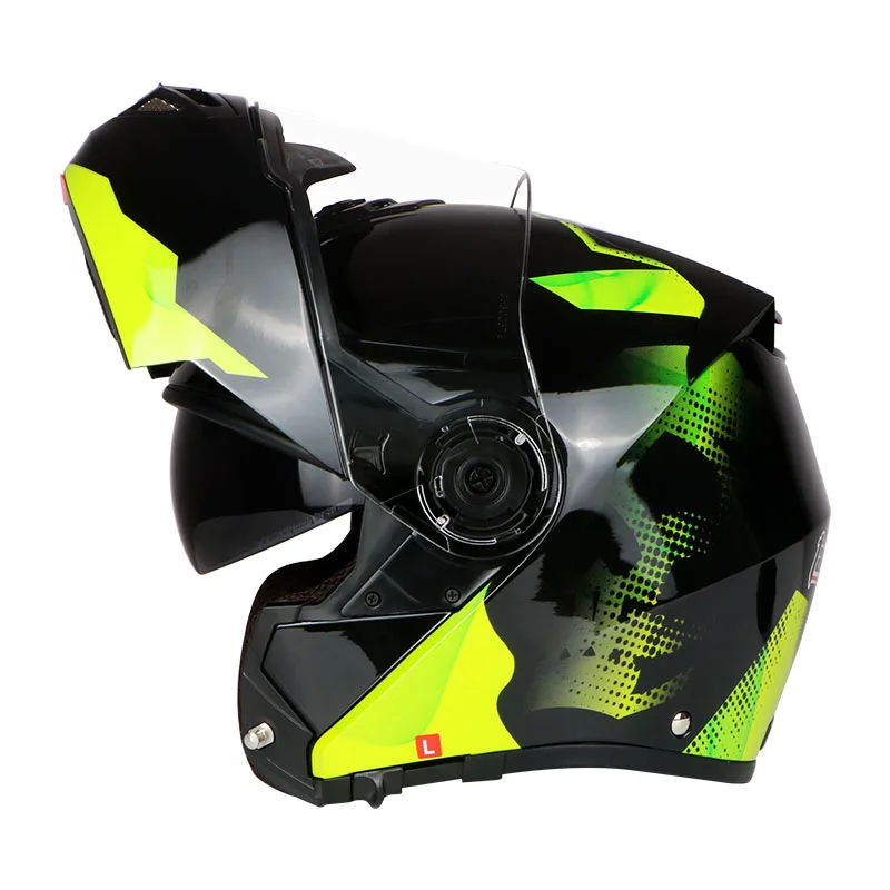Абсолютно мотоцикл руль Fatbar для полный уход за кожей лица шлем откидной шлем защитный Шестерни футболка Байкерская с двумя объективами ECE - Цвет: 14
