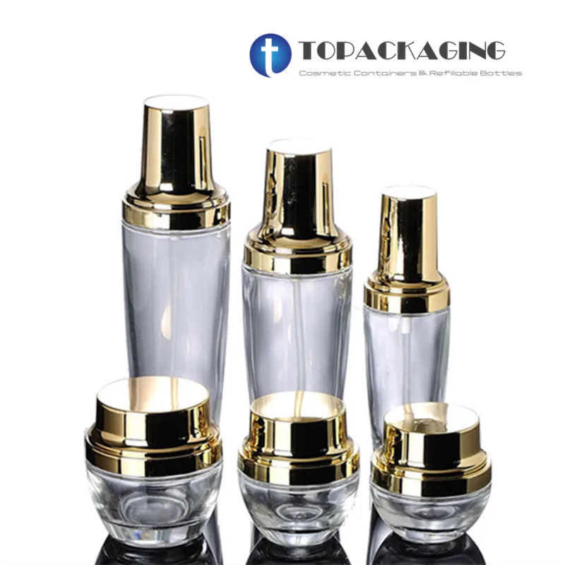 

20/30/50G,30/50/100ML Clear Glass Bottle,Cream Jar,Empty Cosmetic Container with Lotion Pump,Press Essential Oil Dropper Bottle