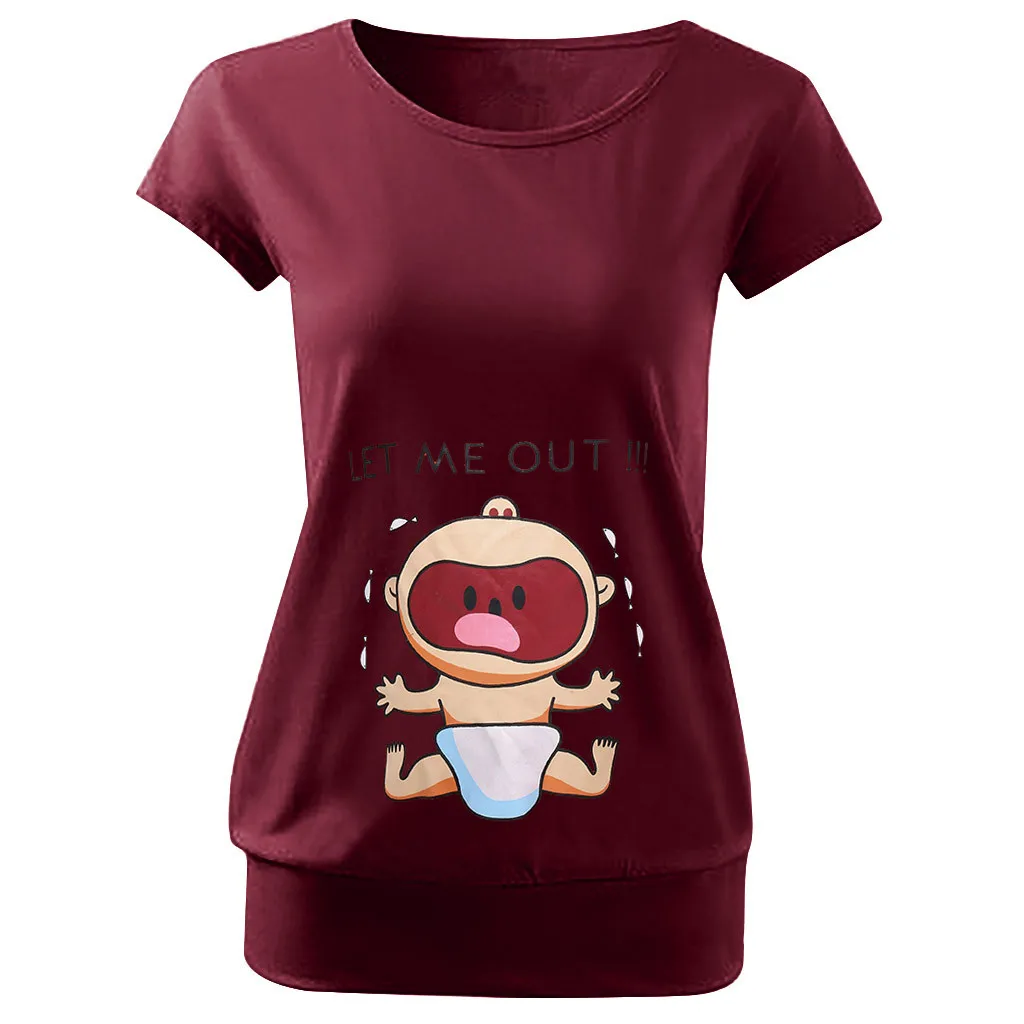 

ARLONEET breastfeeding clothes funny tshirt pregnant Funny Baby Letter Print Short Sleeve T-shirt maternity clothes plus size
