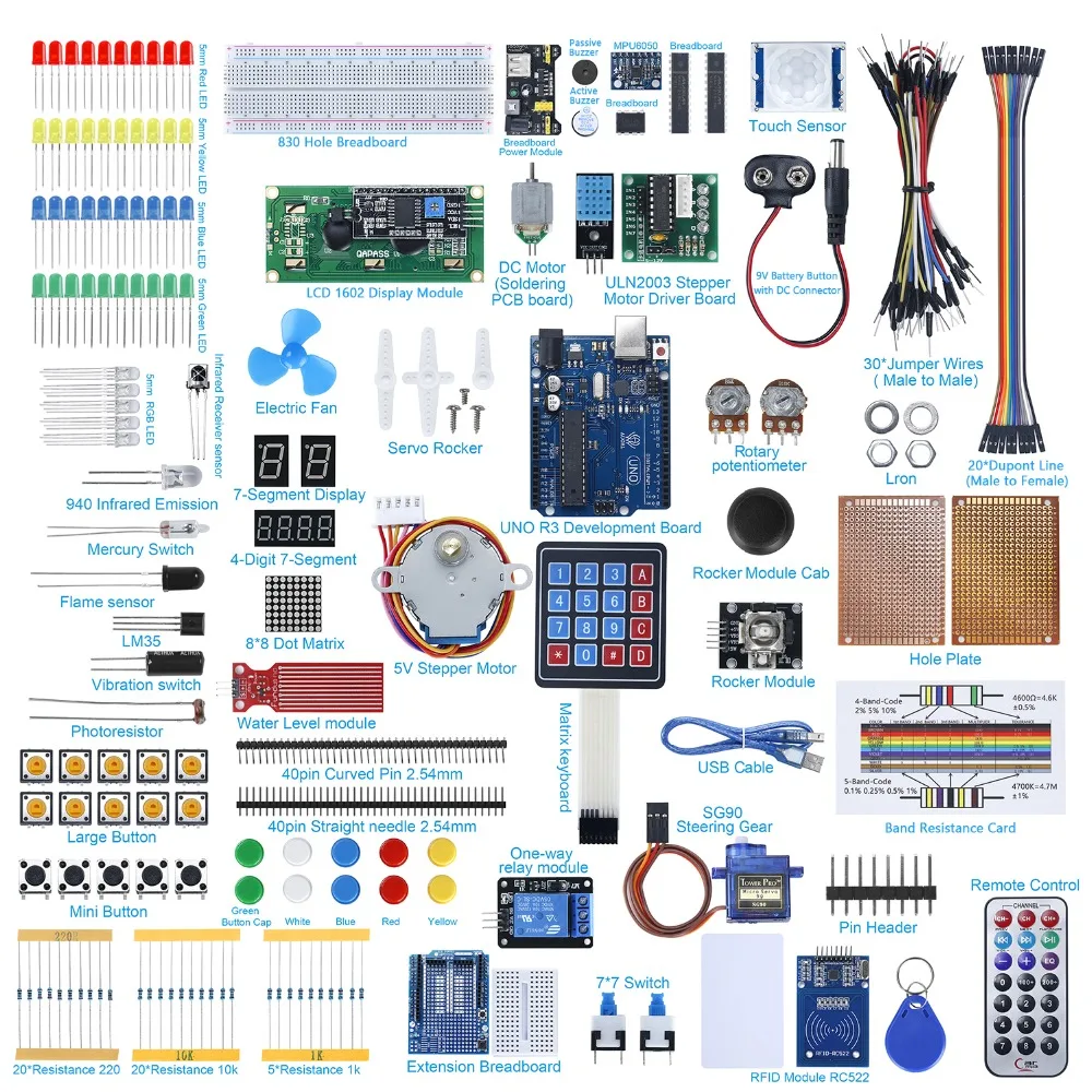 Стартовый комплект Ultimate включая ультразвуковой датчик UNO R3 LCD1602 экран для arduino