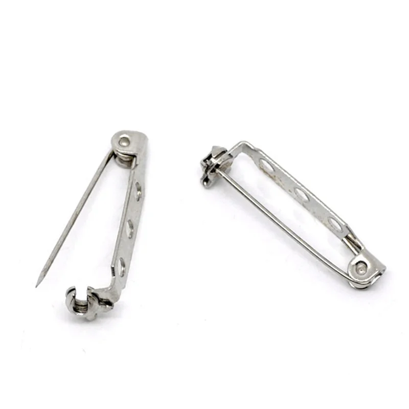 100 Pcs Silver Tone Pin 1 Inch Corsage Pins Backs Back Clasp Brooch Bar Safety Pins Findings With 3 Holes Safety Locking For Making Corsage, Name Tags, Badges, Citation Bars, Jewelry Making