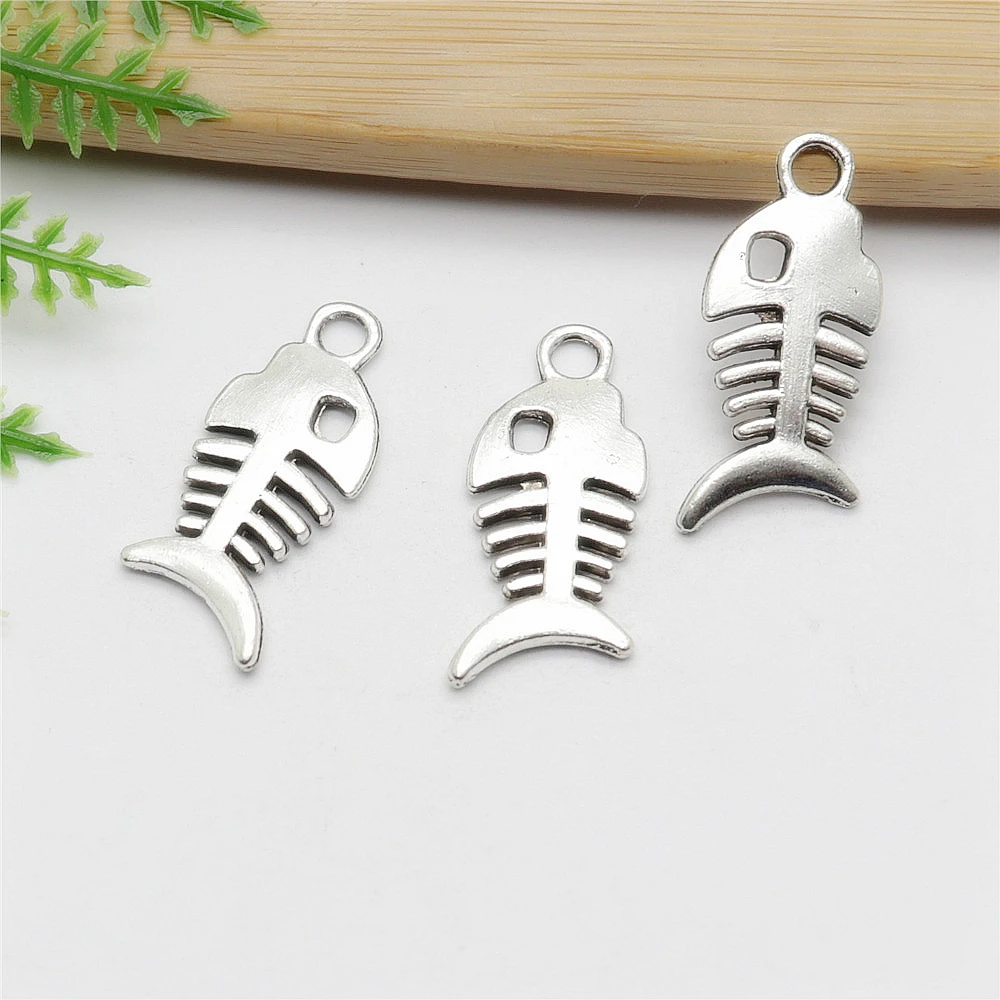 

Wholessale 55pcs Fish bone Charms Antique Silver Plated pendant fit Bracelets Necklace DIY Jewelry Making Handmade