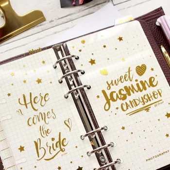 

3Sheet/lot New A6 Gold Refills Spiral Notebook Inner Pages 6 Holes Loose Leaf Binder Paper Weekly Month Planner Filler Paper