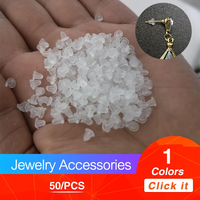 

Clear Soft Silicone Rubber 50pcs/lot Earring Backs Safety Bullet Stopper Rubber Jewelry Accessories DIY Parts Earrings Plugging