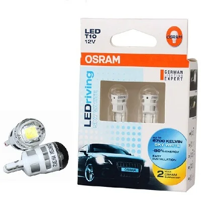 

OSRAM T10 12V1W 2000K to 8000K LED ledriving Standard car side Side marker turn-down collar light signal ,Red LED.Blue LED.