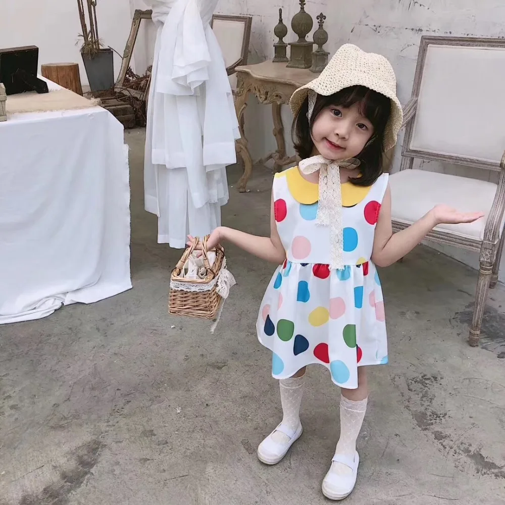 girls dress vintage style candy colour sleeveless summer