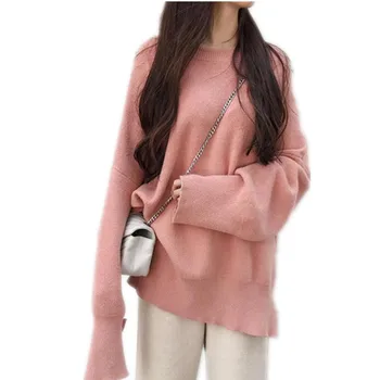 

Oversize New Arrival Women Sweater Pullovers 2018Autumn Winter Women Short Knitted Sweater Long Sleeve Loose Sweater MujerCQ2392