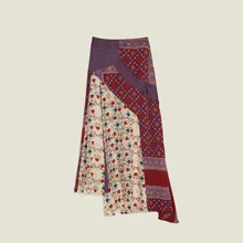 Женская юбка с цветочным принтом, необычная, богемная, с цветочным принтом, элегантная юбка миди, новинка, весна-лето