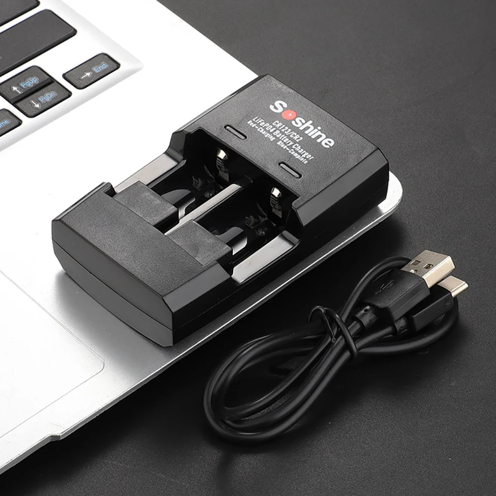 2 pieces Soshine 500mAh RCR123 battery Rechargeable LiFePO4 16340 Battery with protective box