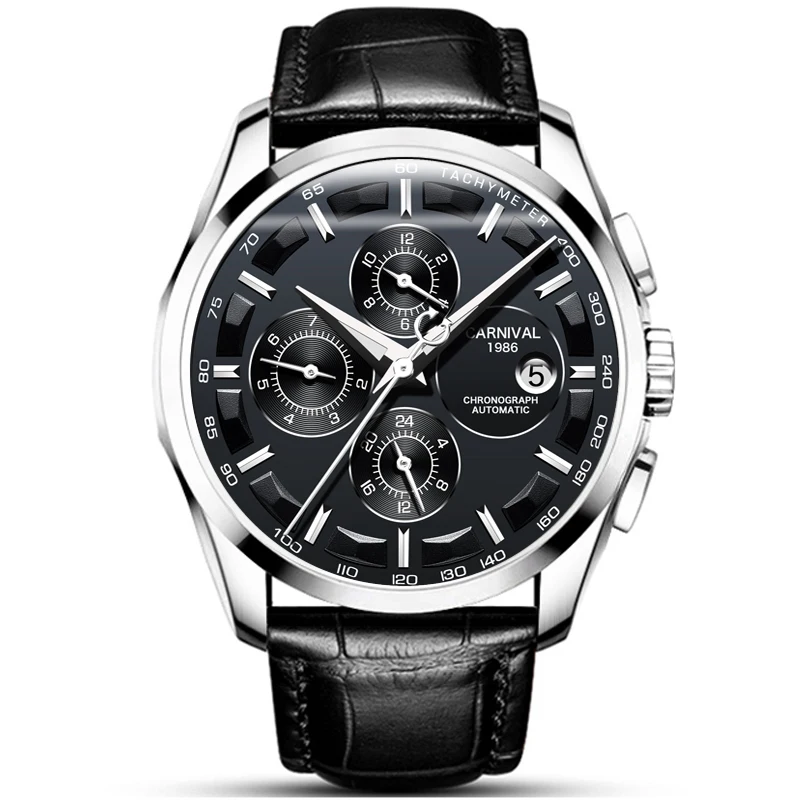 

Carnival Men Automatic Watch Date Day Month Week 24hours Mechanical Watch Luxury Gift Multifunction