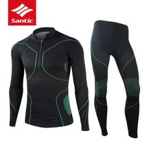 Santic Велоспорт базовые слои для мужчин зима дышащий велосипед Джерси теплый термальный дорожный спортивный нижнее белье эластичный Ropa Ciclismo
