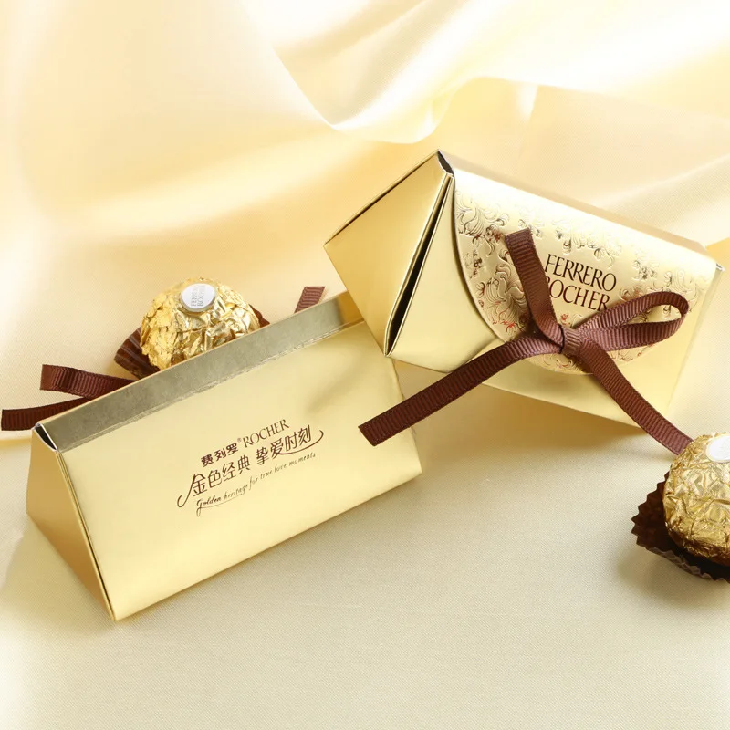 Золото Бумага коробка конфет FERRERO ROCHER подарок свадебный подарок Коробки Baby Shower Для вечеринки по случаю Дня рождения Рождество поставляет