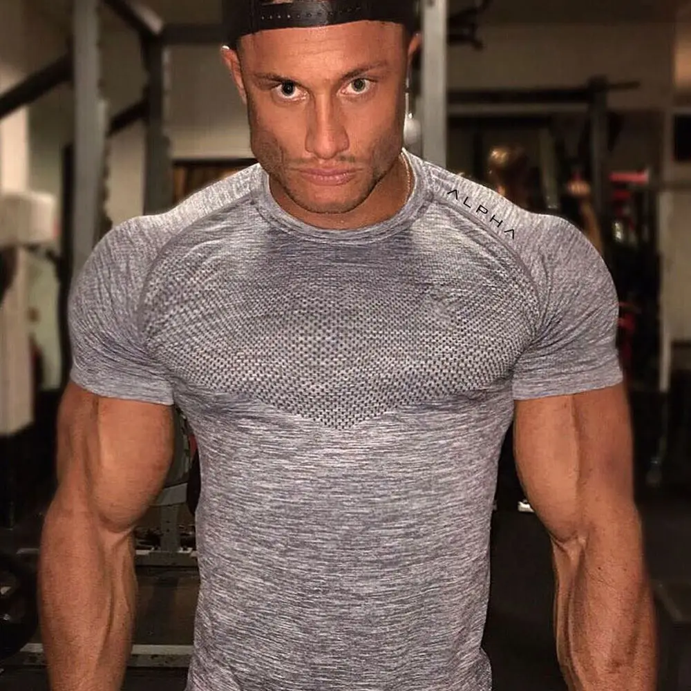 

Running Sport T-shirt Mens Compression Skinny t shirt Gym Fitness Training Superelastic Tee shirt Outdoor jogging Tops Clothing