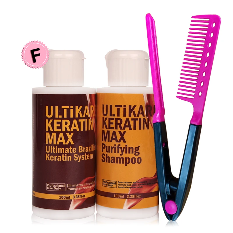 Free Formalin Keratin Hair Treatment and Purifying Shampoo Care Products Set Brazilian Keratin+Free Comb | Красота и здоровье