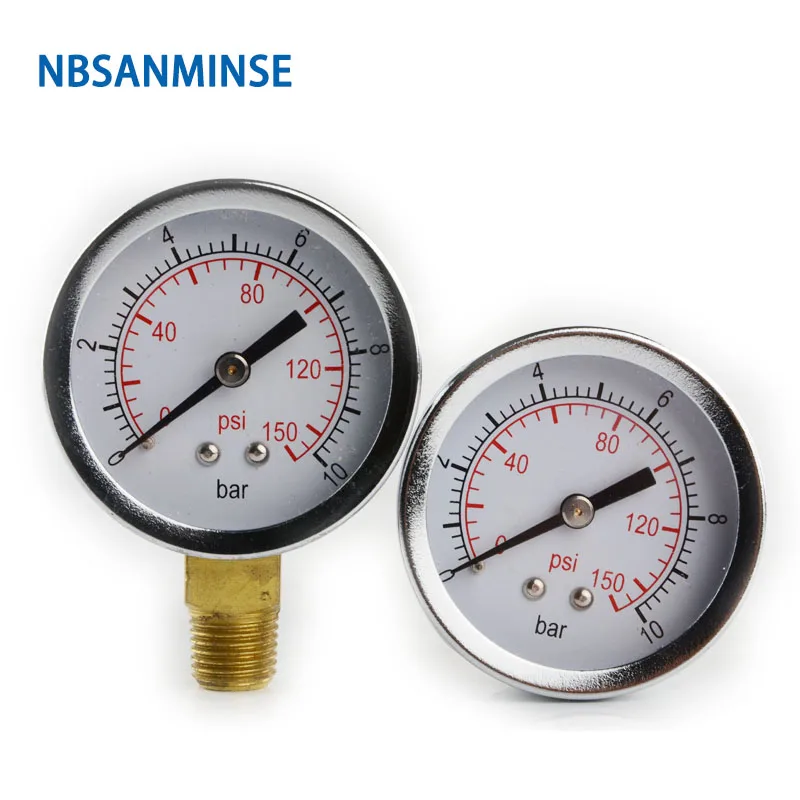 

NBSANMINSE SMCB General Purpose Pressure Gauge 1/4" G / NPT 2 inch 50mm Metal Pressure Gauge 10Bar 150 Psi Pneumatic Air Gauge