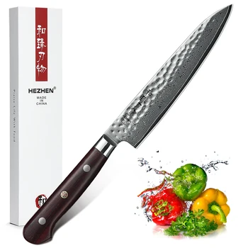 

HEZHEN 6'' Utility Knife Damascus Steel High Carbon Stainless Steel Kitchen Knife with Madagascar Dalbergia Handle Cooking Tools