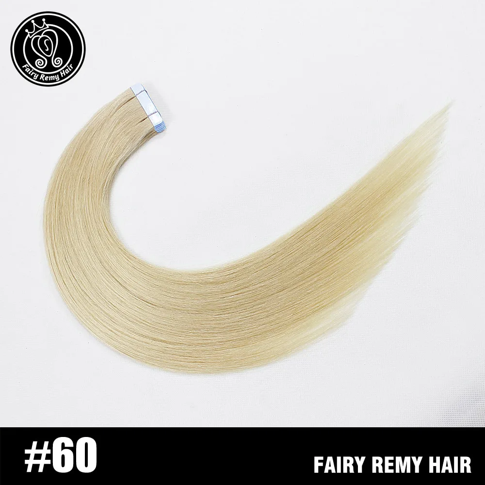 Сказочные волосы remy, 2,0 г/шт., 20 дюймов, натуральные человеческие волосы Remy на ленте для наращивания, бесшовные прямые волосы из искусственной кожи - Цвет: #60