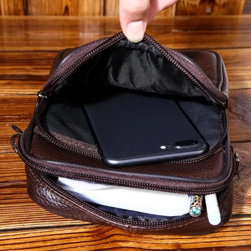  Dropshipping Mens Leather Small Messenger Bag Satchels Multifunctional Messenger Shoulder Bag Genui - 32983001484