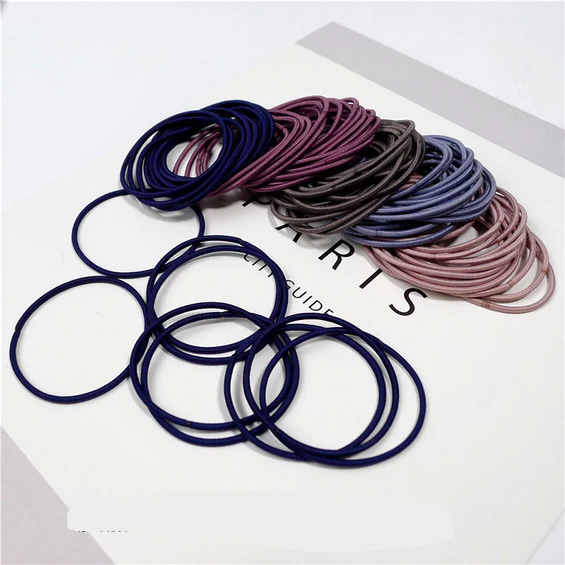 

New Fashion 100pcs/lot 5CM Size Thin Elastic Rubber Bands Korean Style Basic Girl Women Headwear Hair Accessories Tie Gum