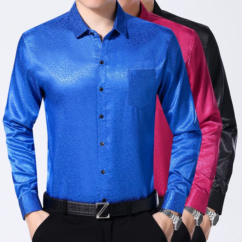 Мода в простом стиле smart casual изысканной роскоши рубашка с длинным рукавом Весна и осень высококачественный шелк Хлопчатобумажная Рубашка Мужская M-XXXL