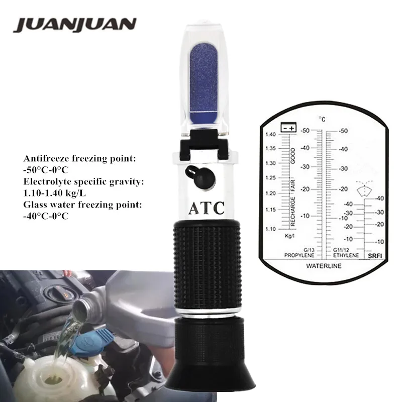 En Ligne Réfractomètre tenu dans la main de Point de Glycol de fluide de moteur avec l outil de testeur d atc antigel de batterie de voiture gelant 25% off