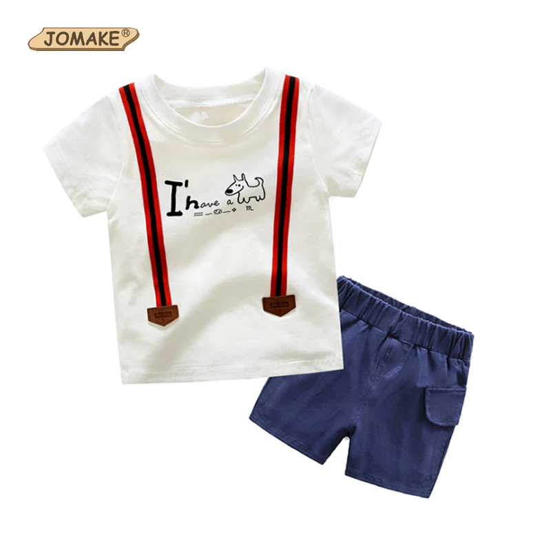 

Gentleman Girls Clothing Sets Cotton Strap T Shirt + Shorts 2Pcs Casual Kids Suits Baby Boy Clothes Set Summer Children Costumes