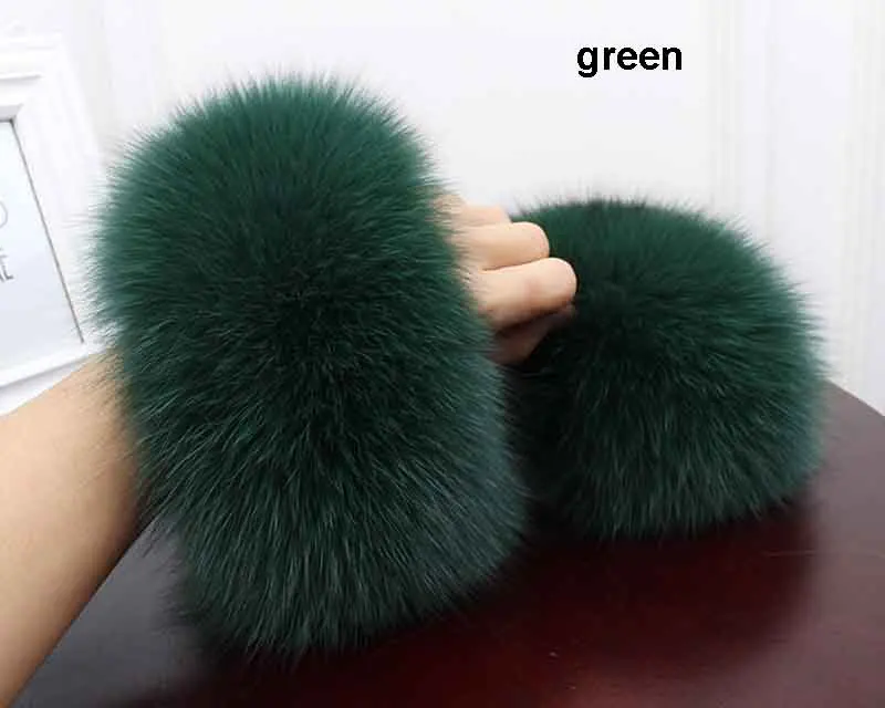 fox fur cuff green
