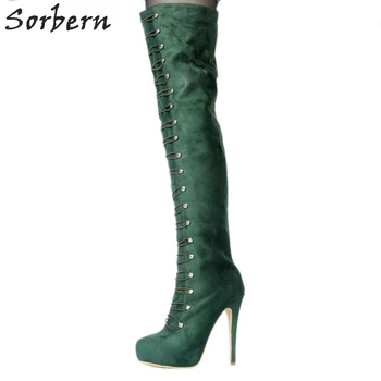 

Sorbern Green Women Boots Over The Knee Platform Shoes Women Boots Women'S High Heeled Boots Fetish High Heels New 2018