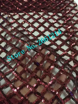 

Cross design top quality french net lace fabric with sequins for women dress